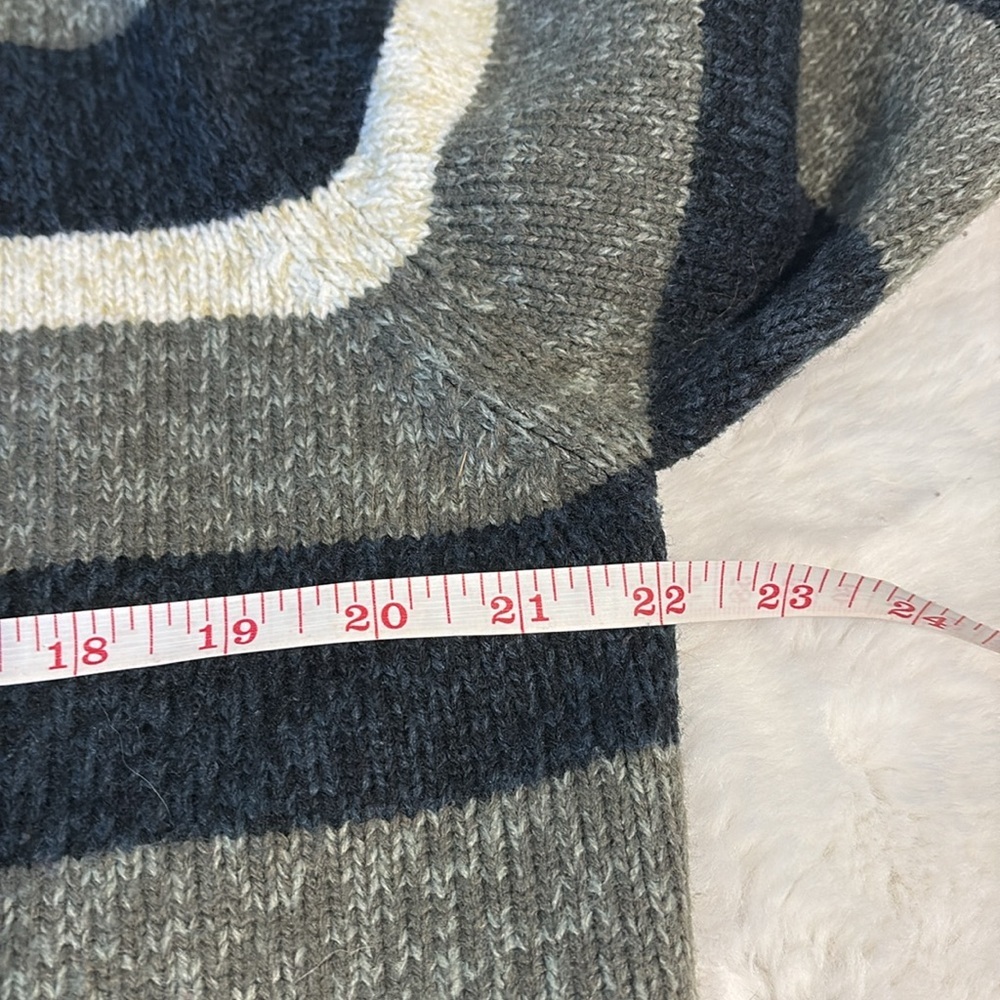 Jeep 100% Wool Striped Half Zip Sweater Blue Gray Pullover Men’s - Picture 9 of 10
